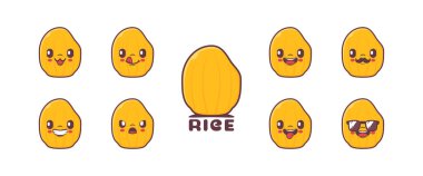 rice cartoon. plant seed vector illustration. icon, emoticons, cartoons. isolated on a white background