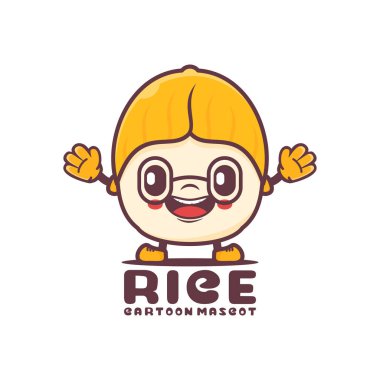 cute rice cartoon mascot. plant seed vector illustration. isolated on a white background