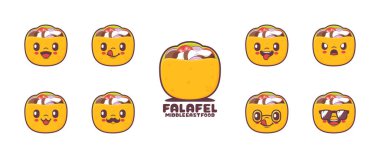 Falafel cartoon. middle eastern food vector illustration. icon, emoticons, cartoons. isolated on a white background