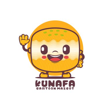 Kunafa cartoon mascot. arabic food vector illustration. isolated on a white background