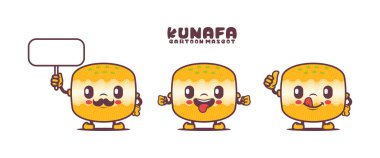 Kunafa cartoon mascot. arabic food vector illustration. isolated on a white background