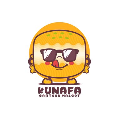 Kunafa cartoon mascot. arabic food vector illustration. isolated on a white background