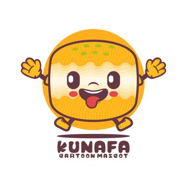Kunafa cartoon mascot. arabic food vector illustration. isolated on a white background