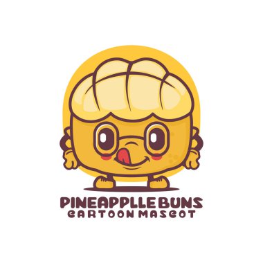 Pineapple buns cartoon mascot. bread vector illustration. isolated on a white background
