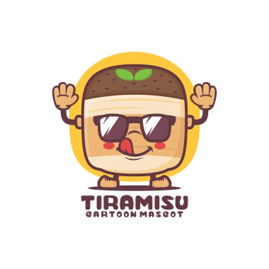 cute tiramisu cartoon. italian dessert vector illustration. isolated on a white background