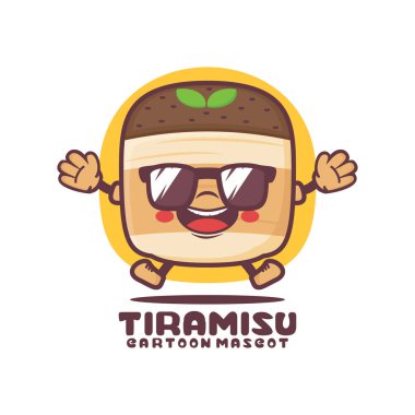 cute tiramisu cartoon. italian dessert vector illustration. isolated on a white background