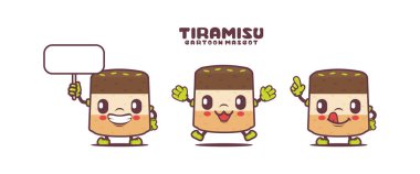 tiramisu cartoon. italian dessert vector illustration. isolated on a white background