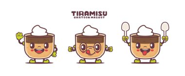 tiramisu cartoon. italian dessert vector illustration. isolated on a white background