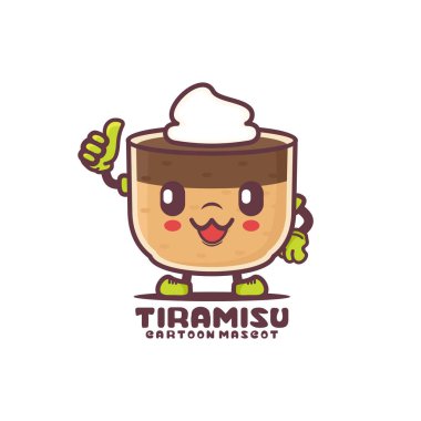 tiramisu cartoon. italian dessert vector illustration. isolated on a white background
