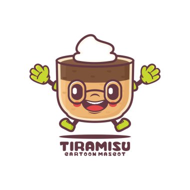 tiramisu cartoon. italian dessert vector illustration. isolated on a white background