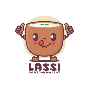 lassi drink cartoon mascot. yogurt drink vector illustration. isolated on a white background