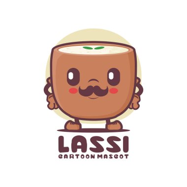 lassi drink cartoon mascot. yogurt drink vector illustration. isolated on a white background