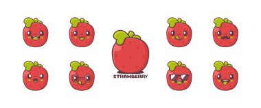 strawberry cartoon. fruit vector illustration. icon, emoticons, cartoons. isolated on a white background