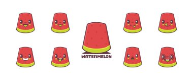 watermelon cartoon. fruit vector illustration. icon, emoticons, cartoons. isolated on a white background