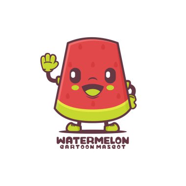watermelon cartoon mascot. fruit vector illustration. isolated on a white background