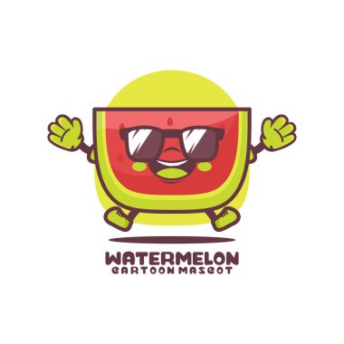 watermelon cartoon mascot. fruit vector illustration. isolated on a white background
