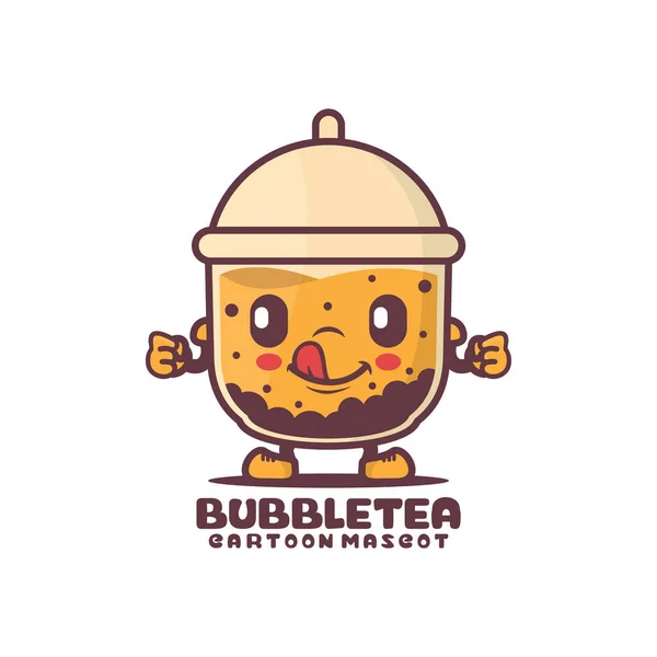 Bubble Tea Cartoon Mascot Fresh Drink Vector Illustration Isolated White — 스톡 벡터