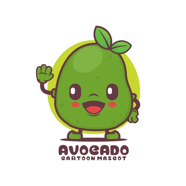 Green Avocado Cartoon Mascot Fruit Vector Illustration Isolated White Background — Stock vektor