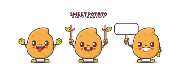 Sweet Potato Cartoon Mascot Plant Vector Illustration Isolated White Background — Stock vektor