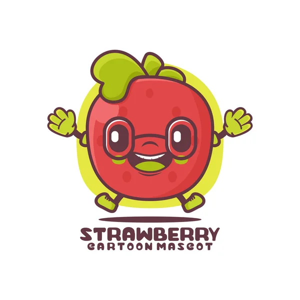 Strawberry Cartoon Fruit Vector Illustration Isolated White Background — Vettoriale Stock
