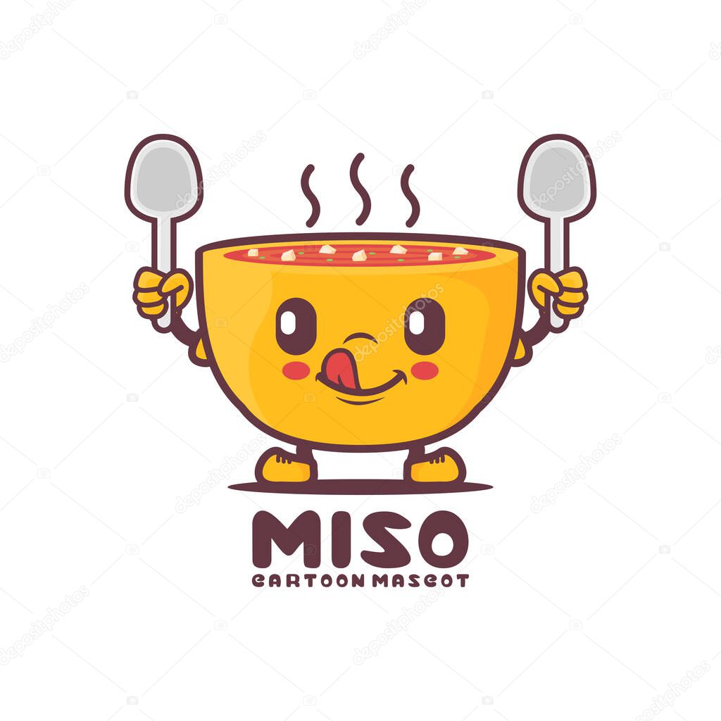 Miso soup cartoon. food vector illustration. isolated on a white background