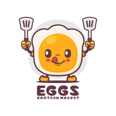 fried egg cartoon mascot. food vector illustration. isolated on a white background