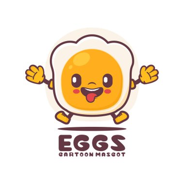 fried egg cartoon mascot. food vector illustration. isolated on a white background