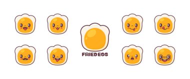 fried egg cartoon. food vector illustration. icon, emoticons, cartoons. isolated on a white background