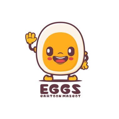 boiled eggs cartoon mascot. food vector illustration. isolated on a white background