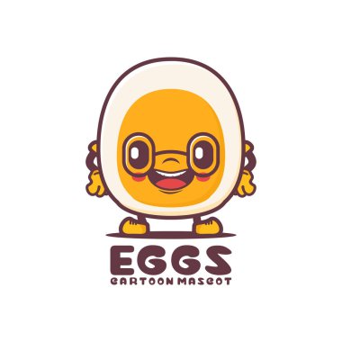 boiled eggs cartoon mascot. food vector illustration. isolated on a white background
