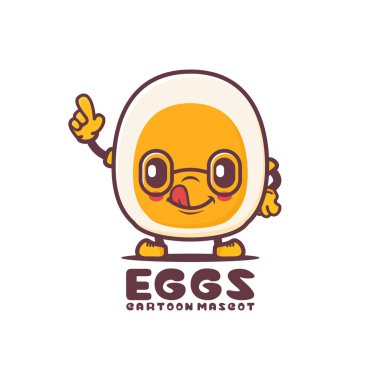 boiled eggs cartoon mascot. food vector illustration. isolated on a white background