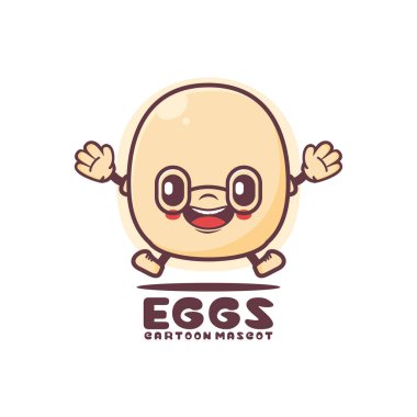 cute boiled eggs cartoon mascot. food vector illustration. isolated on a white background