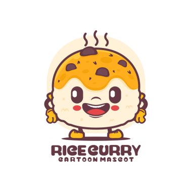 rice curry cartoon mascot. food vector illustration. isolated on a white background