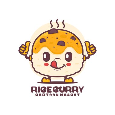 rice curry cartoon mascot. food vector illustration. isolated on a white background