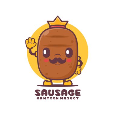 Sausage cartoon mascot. food vector illustration. isolated on a white background