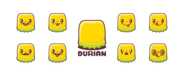 Durian cartoon. fruit vector illustration. icon, emoticons, cartoons. isolated on a white background