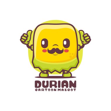 Durian cartoon mascot. fruit vector illustration. isolated on a white background