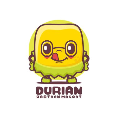 Durian cartoon mascot. fruit vector illustration. isolated on a white background