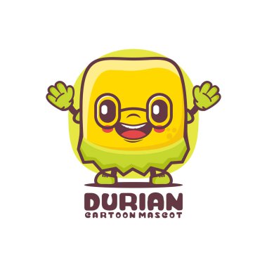 Durian cartoon mascot. fruit vector illustration. isolated on a white background