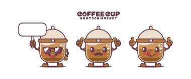 coffee cup cartoon mascot. drink vector illustration. isolated on a white background