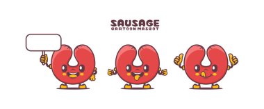 cute sausage cartoon mascot. food vector illustration. isolated on a white background