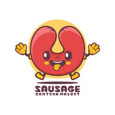 cute sausage cartoon mascot. food vector illustration. isolated on a white background