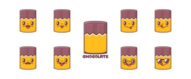 chocolate cartoon. food vector illustration. icon, emoticons, cartoons. isolated on a white background