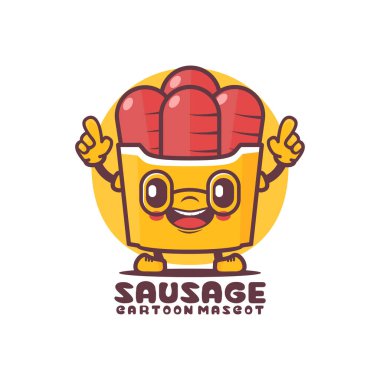 sausage cartoon mascot. food vector illustration. isolated on a white background