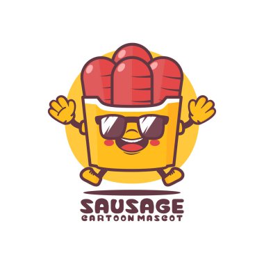 sausage cartoon mascot. food vector illustration. isolated on a white background