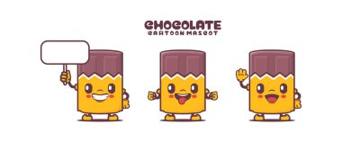 chocolate cartoon mascot with different expressions. food vector illustration. isolated on a white background