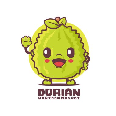 Durian cartoon mascot. fruit vector illustration. isolated on a white background