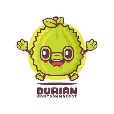 Durian cartoon mascot. fruit vector illustration. isolated on a white background