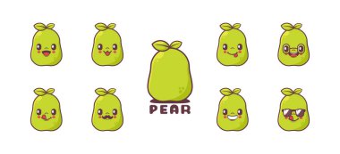 Pear cartoon. fruit vector illustration. icon, emoticons, cartoons. isolated on a white background