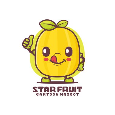 Star fruit cartoon mascot. fruit vector illustration. isolated on a white background